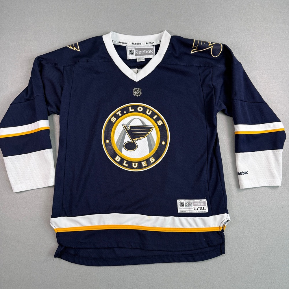 Reebok St Louis Blues Tarasenko #91‎ Hockey Jersey Kids L/XL Navy NHL Sportswear